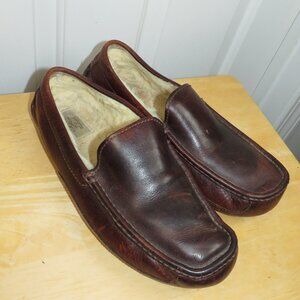UGG Men's Ascot Slippers Dark Spice Brown Leather House Shoe 5379 9
